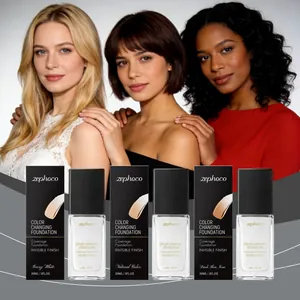 Zephoco color changing liquid foundation set in 3 shades for diverse skin tones 30ml