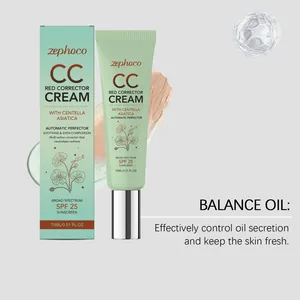 Detail of zephoco CC Red Corrector Cream with SPF 25 for soothing skin and oil control