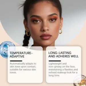 Close-up of flawless long-lasting concealer foundation result on model with dark skin tone
