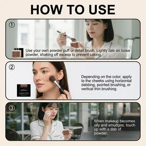 Step-by-step tutorial for applying Zephoco matte loose powder for a natural finish