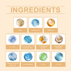 Un'infografica dettagliata che mostra gli ingredienti chiave del correttore viso