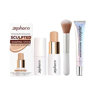 Set profesional de contorno y cuidado de la piel Zephoco con stick, crema y brocha