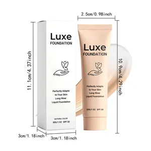 Detailed dimension specifications for 30g long-wear natural liquid foundation SPF 50