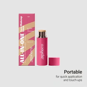 Detalle de la barra de maquillaje multifuncional rosa Zephoco y su caja