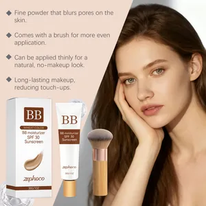Zephoco BB moisturizer SPF 30 sunscreen in wheat color with professional makeup brush