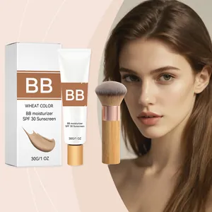 Hydratisierende Basis BB Creme Mit Make-up Pinsel Weizenfarbe SPF 30 Foundation Feuchtigkeitscreme Natürliches Mattes Finish