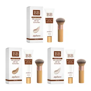 Set de crema BB Zephoco SPF 30 con tres tonos de acabado mate natural y brochas de maquillaje