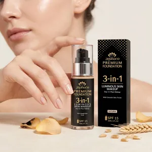 Detail der zephoco 3-in-1 Luminous Foundation Flasche und Verpackung mit LSF 15