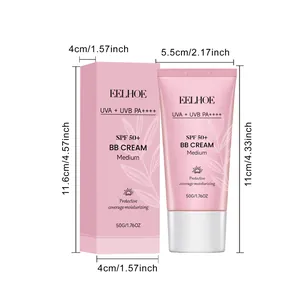 Λεπτομερείς διαστάσεις της EELHOE BB Cream SPF 50+ σε ροζ σωληνάριο 50g