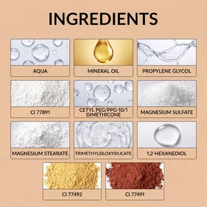 Ingredienti principali del fondotinta naturale inclusi Aqua e olio minerale vista dettagli