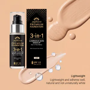Nahaufnahme von zephoco 3-in-1 Foundation-Flüssigkeitsprobe mit glattem Finish.