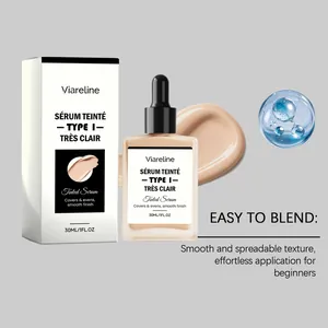 Dettaglio del siero colorato Viareline Tipo I con flacone da 30 ml e campione di texture