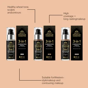 Zephoco 3-in-1 Premium Foundation Set in den Nuancen Hell, Natur und Dunkel mit LSF 15 Schutz