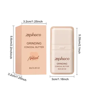 Detailed product dimensions and packaging size of zephoco Natural Concealer Butter, 8g.