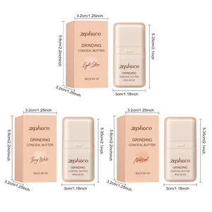 Detailed view showing product dimensions and three shades of Zephoco concealer stick