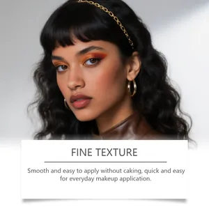 Detailed view showing the smooth and fine texture of this foundation on dark tanned skin.