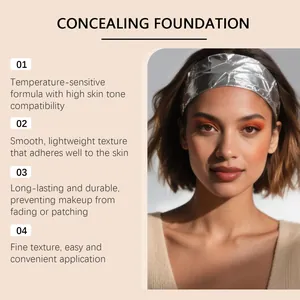 Professional model showcasing concealing foundation for deep skin tones with smooth finish