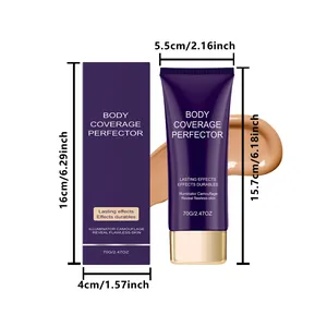 Gedetailleerde weergave van body concealer tube en doos met afmetingen voor medium huidskleur
