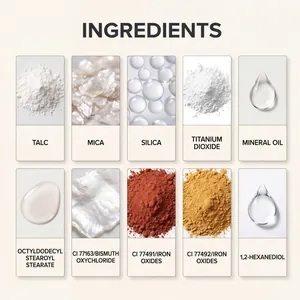 Lista detallada de ingredientes de los polvos fijadores con macro de cada textura.