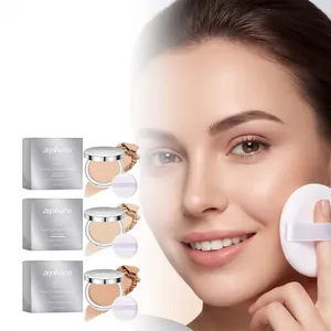 Zephoco Cipria Compatta Minerale Lunga Tenuta Opaca Polvere Fissante SPF30 Controllo Olio Effetto Sfocato Trucco Compatto da Donna