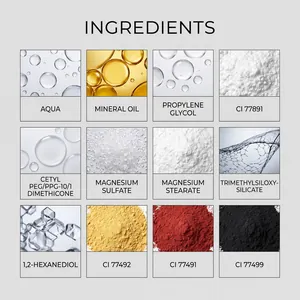 Panoramica dettagliata degli ingredienti per il fondotinta cushion opacizzante