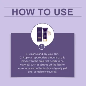 Detailed instructions on how to apply body concealer cream for tattoo and scar coverage.