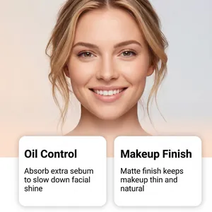 Vista macro del finish opaco e dell'effetto sebo-regolatore su un incarnato perfetto
