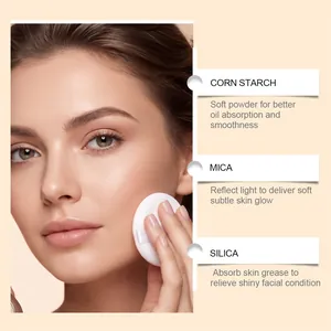 Vista dettagliata del modello che usa cipria Zephoco con benefici ingredienti