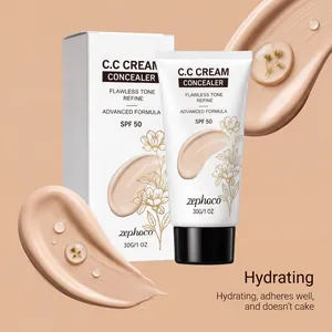 Detail of Zephoco CC cream concealer SPF 50 with smooth hydrating cream texture smears