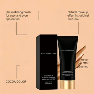 Crema de cobertura corporal profesional impermeable color cacao con detalle de textura suave