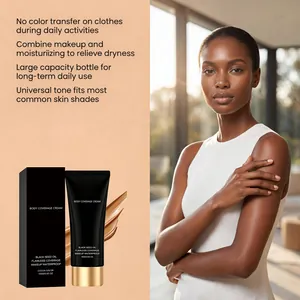 Crema de cobertura corporal impermeable tono cacao en modelo para un acabado impecable