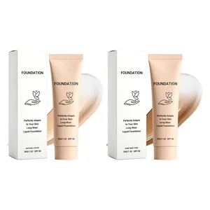 SPF 50 langanhaltendes Flüssig-Make-up-Set in natürlichen und dunklen Hauttönen.