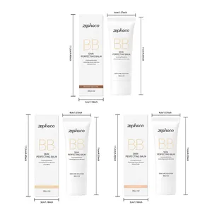 Detailed dimensions of zephoco BB Cream Skin Perfecting Balm 30g with various skin tones