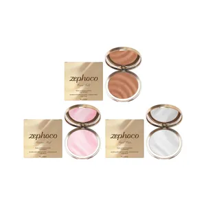 Collection de poudre illuminatrice Zephoco Gilded en or, rose et blanc perle