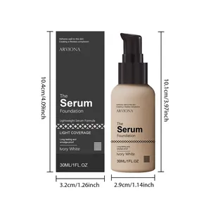 Detailansicht der Abmessungen von ARVIONA Ivory White Serum Foundation und Box
