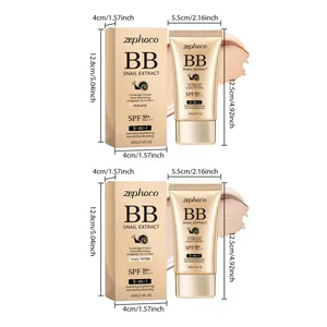 Detalle de crema BB Zephoco que muestra dimensiones y variantes en color natural y blanco marfil
