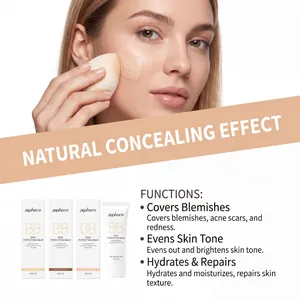 Detail showing Zephoco BB skin perfecting balm texture and model application effect