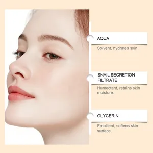 Detalle de ingredientes de la BB cream: beneficios de aqua, baba de caracol y glicerina