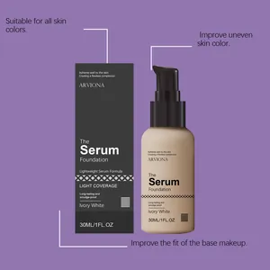 Detailansicht der ARVIONA Serum Foundation Ivory White mit der schwarzen Produktverpackung