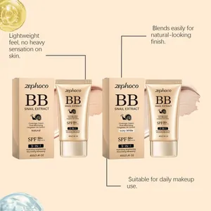 BB Cream de extracto de caracol Zephoco SPF 50+ PA+++ en Natural e Ivory White