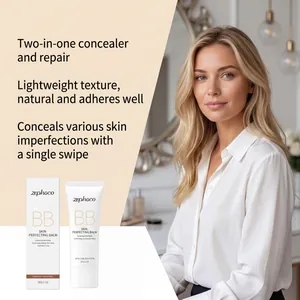 Vue détaillée du baume perfectionnant Zephoco BB 30g avec mannequin pour la peau
