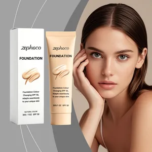Zephoco Natural Kleurveranderende Foundationcrème SPF 50 Lichtgewicht Concealer Langdurige Zonbescherming Make-up Foundation