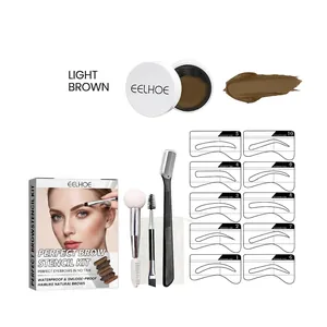 Kit crema sopracciglia impermeabile EELHOE marrone chiaro con stencil e pennelli
