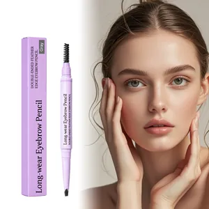 Doppelendiger Augenbrauenstift Langanhaltend Wasserfester Grauer Brauenstift Mit Bürste Für Anfänger Damen Gesicht Make-up Kosmetik