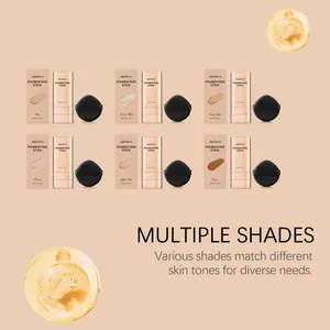 Six shades of Zephoco Foundation Stick for diverse skin tones and a natural finish.