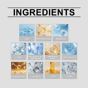 Lista detallada de ingredientes para base de maquillaje cushion con aqua y aceite mineral