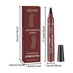 Detailed technical view of EELHOE waterproof eyebrow pen with product dimensions