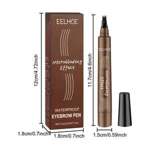 Detailed dimensions of EELHOE waterproof microblading eyebrow pen and packaging box