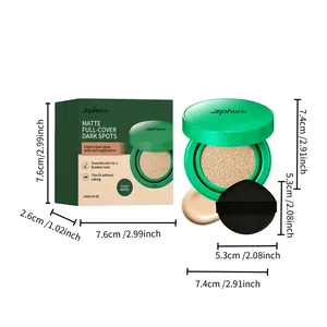 Dettaglio del fondotinta cushion opaco Zephoco con indicazioni delle dimensioni