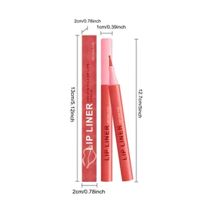 Detailansicht der Pfirsich-Lippenkonturenstift-Maße mit eleganter Einzelhandelsverpackung